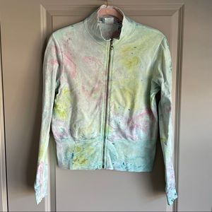 Tie die oil slick bomber jacket zip up sweatshirt